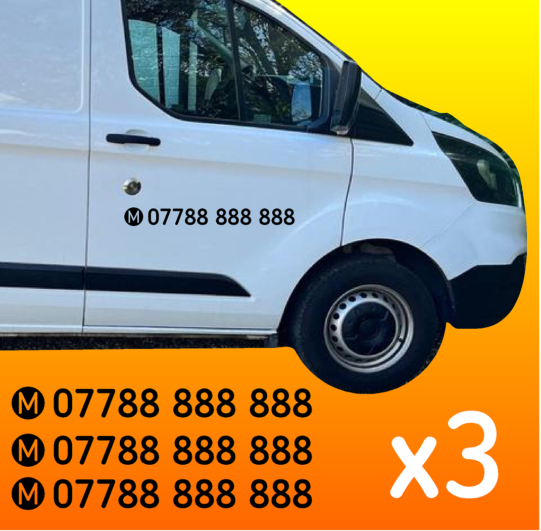 business phone number stickers for car or van M