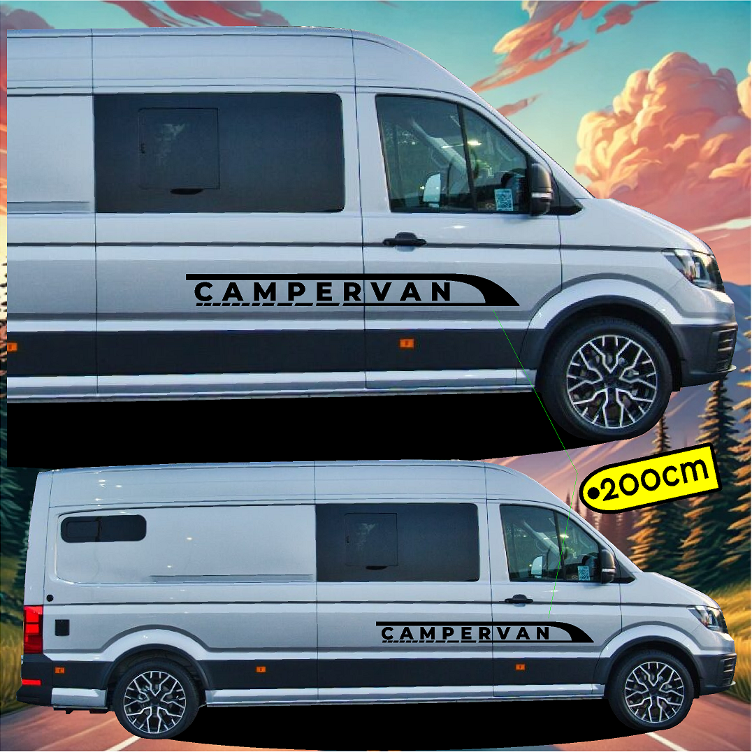 Campervan Stripe Text Vinyl Decal Stickers CV9