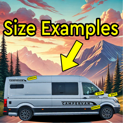 Campervan side stickers, size examples